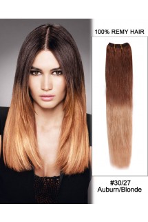 18” #30/27 Auburn/Blonde Ombre Straight Weave Remy Human Hair Extension 18” #30/27 Auburn/Blonde Ombre Straight Weave Remy Human Hair Extension